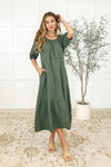 Hazel Dress in Dusty Pine