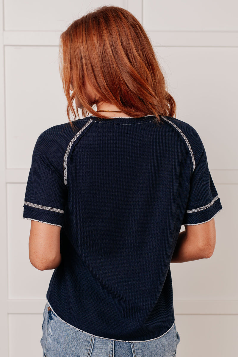 Heartbreaker Waffle Knit Tee in Blue*