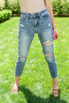 Hi-Rise Destroyed Slim Fit Jeans Womens