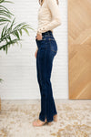 High Waist Slit Hem Bootcut Jeans Womens