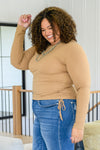 Hold Me Tight Ribbed Long Sleeve Top In Tan Womens