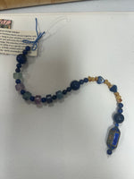 Gemstone Sun Catchers: Antique Metal/Ceramic Bead, Amber, Lapis Lazuli & Flourite