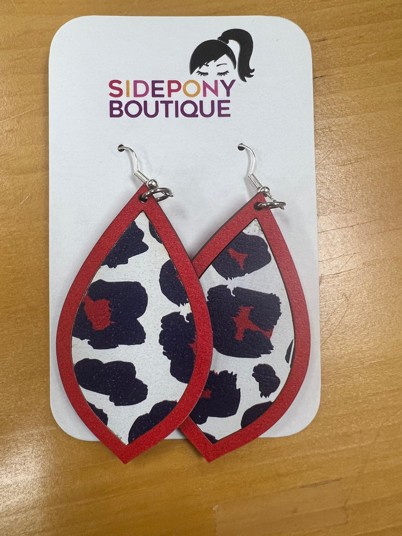 Red White & Blue Print Dangle Earrings