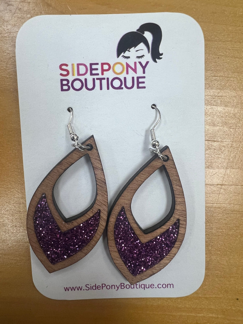 Purple Glitter Dangle Earrings