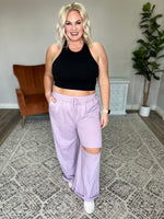 Weekend Hero Wide Leg Sweats In Dusty Lavender Womens