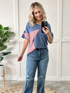 Star Patch Tee With Patriotic Stripes