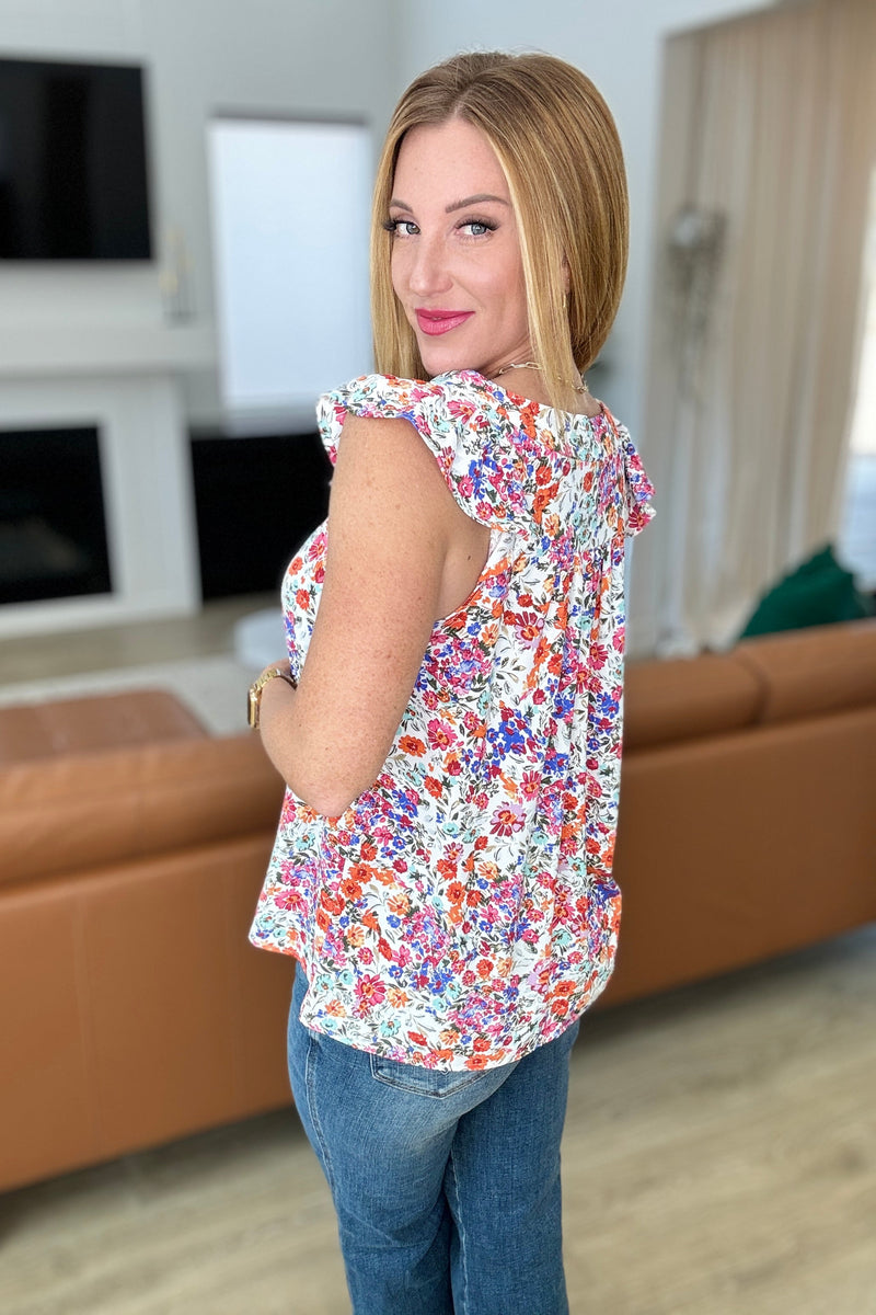 Take A Risk Floral Square Neck Top