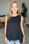 Double Tiered Flare Tank In Black Womens