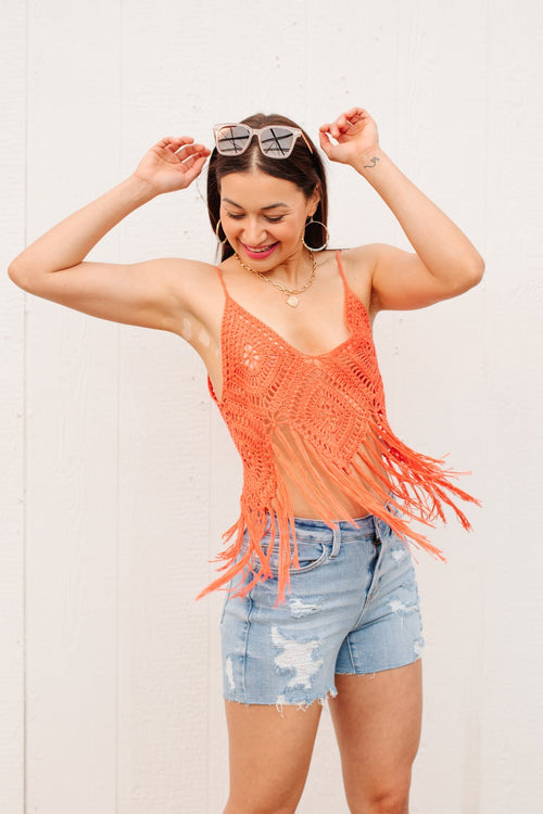 Festival Fringe Tank In Orange Womens