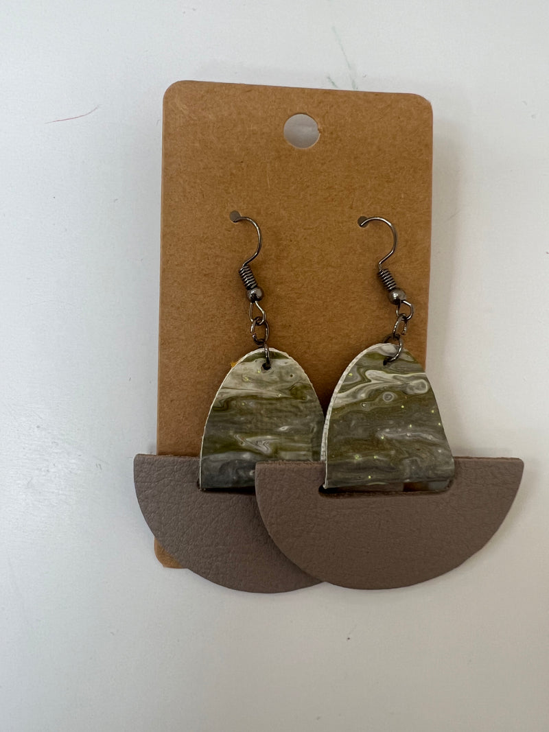 Abstract Earrings - Gray Crescent