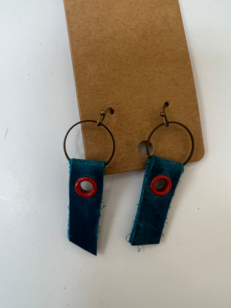 Abstract Earrings - Turquoise & Red