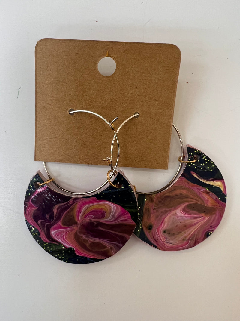 Abstract Earrings - Pink Crescents
