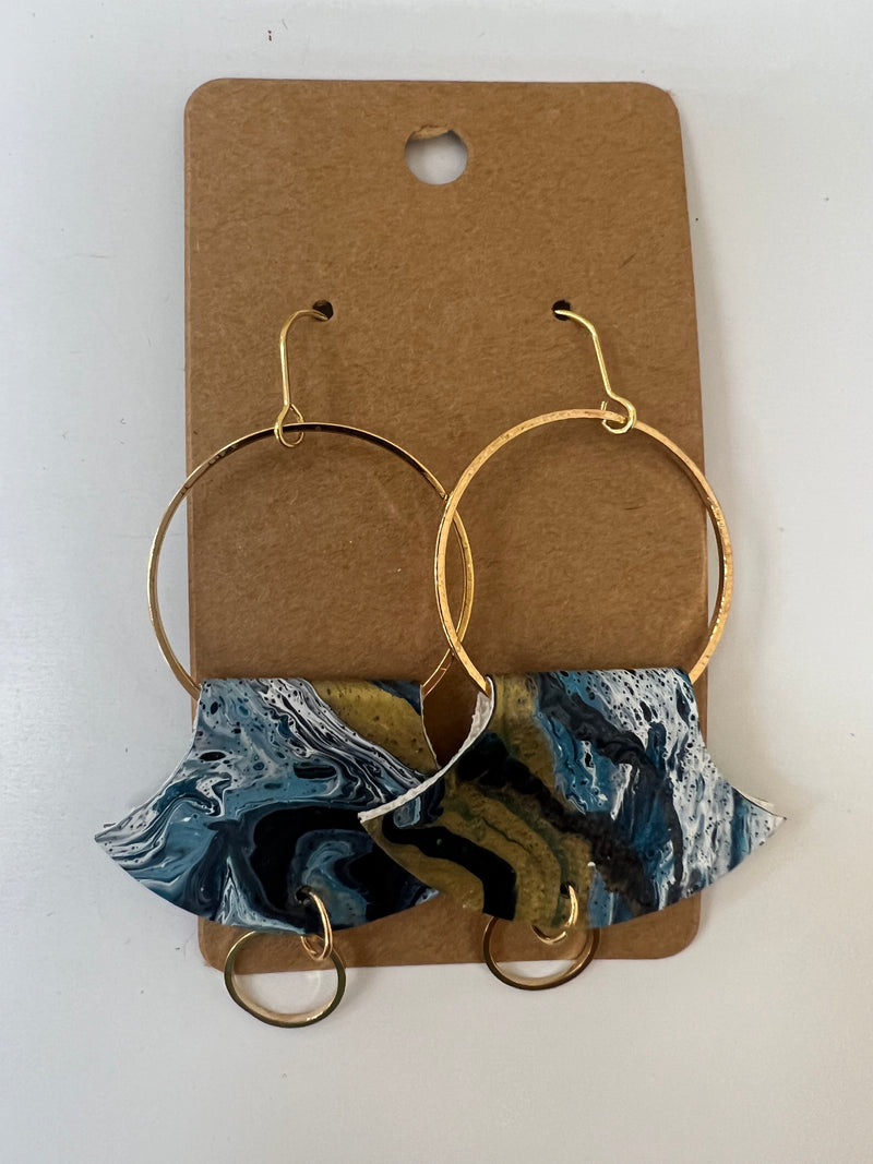 Abstract Earrings - Blue & Gold