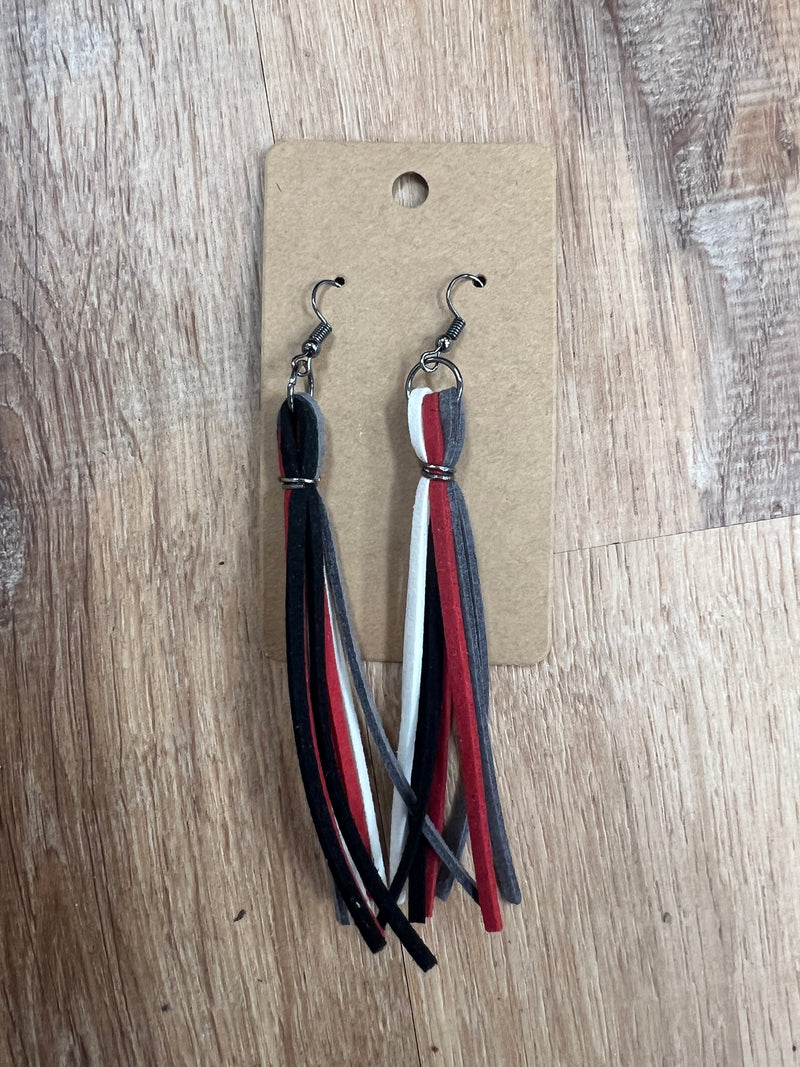 Tassel Earrings - Red/Black/Gray/White