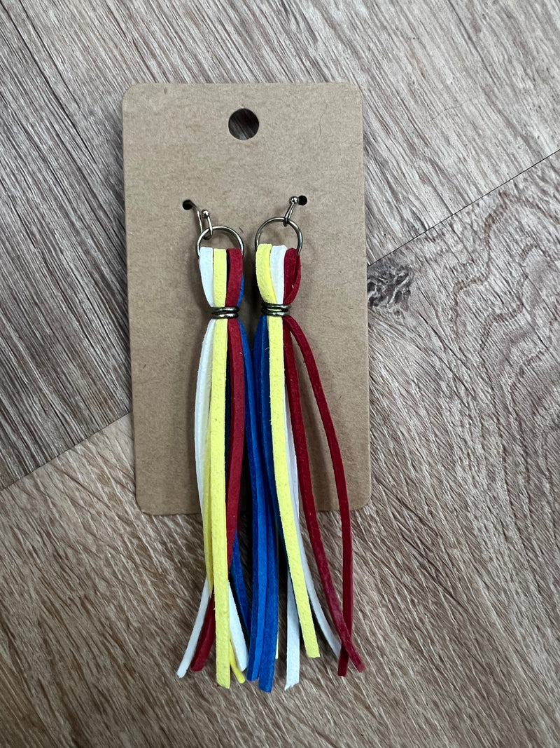 Tassel Earrings - Red/White/Blue/Yellow