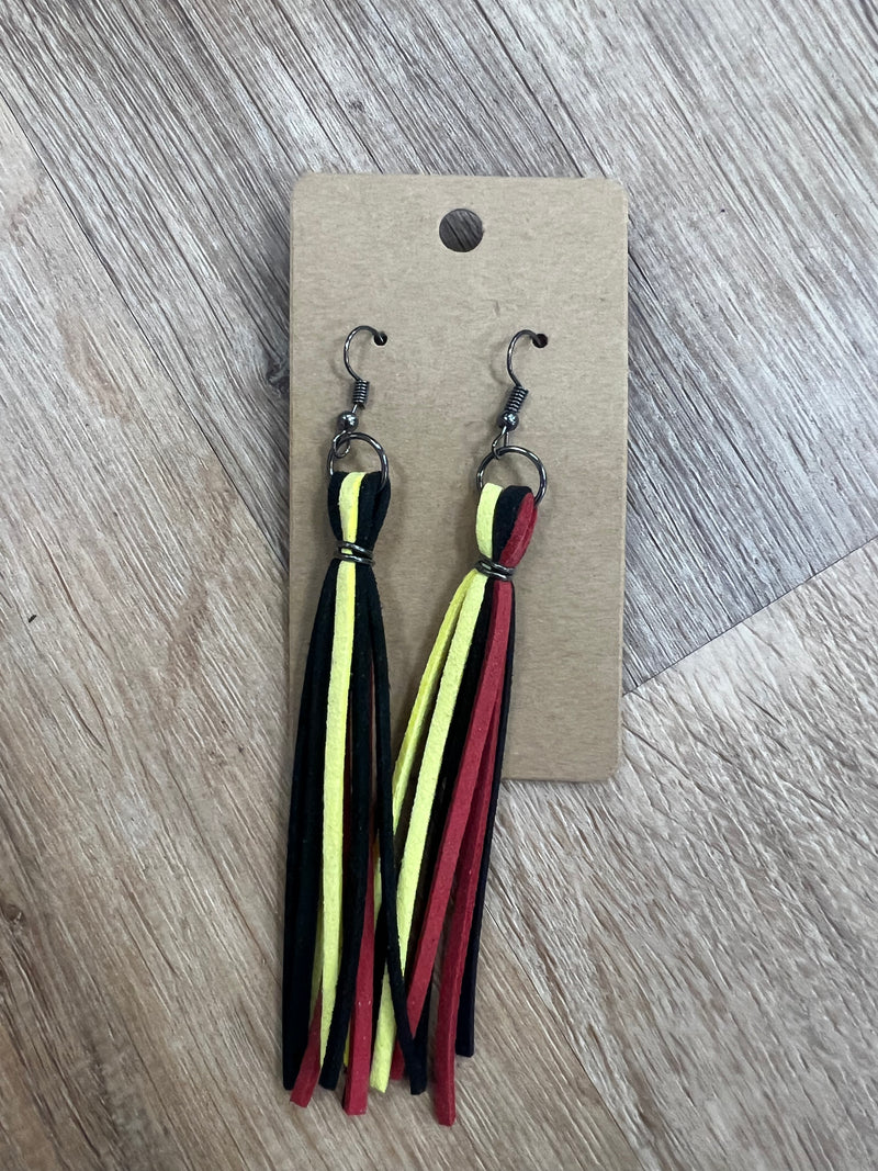 Tassel Earrings - Red/Black/Yellow