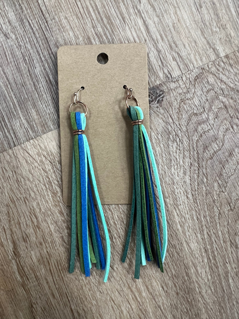 Tassel Earrings - Teal/Green/Blue