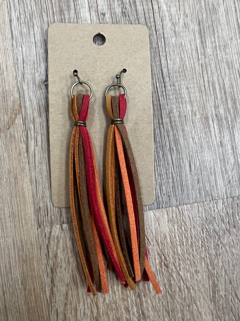 Tassel Earrings - Orange/Brown/Red