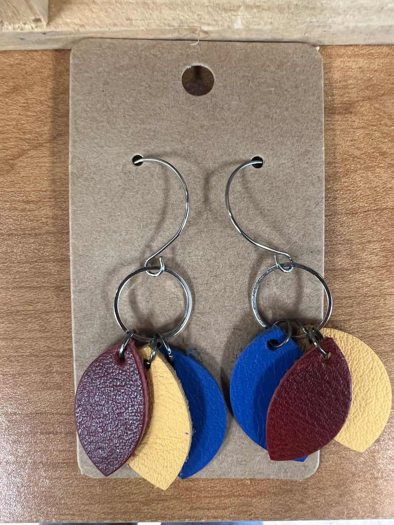 Abstract Earrings - Multi-Colored Leaves
