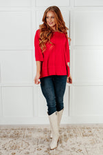 I'll Never Forget Ribbed Dolman Sleeve Top in Red