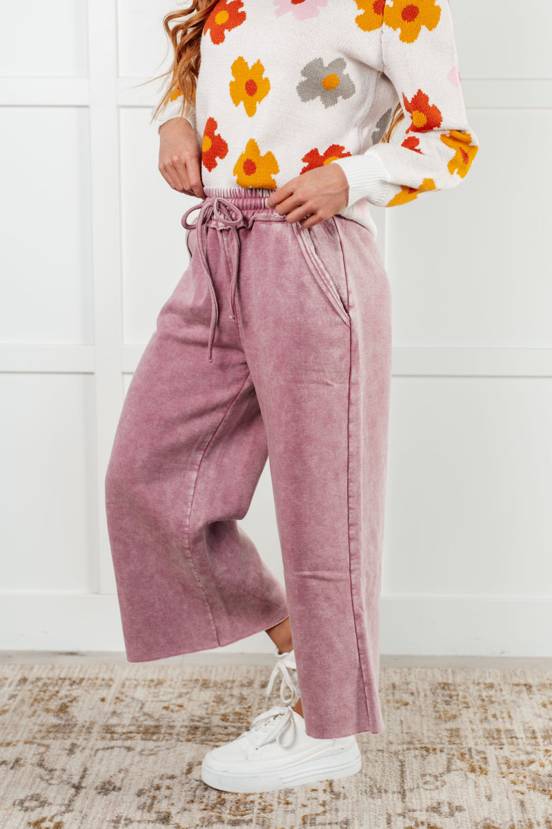 In or Out Wide Leg Cropped Pants in Light Rose