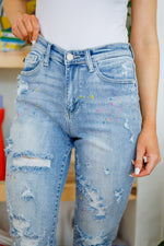 Isabella Paint Splatter Boyfriend Jeans Womens