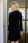 Jentsyn Velvet V-Neck Dress In Black Womens