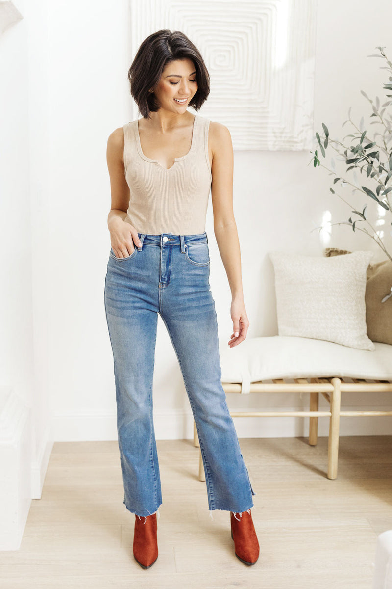 Jody Slim Flare Side Slit Jeans Womens