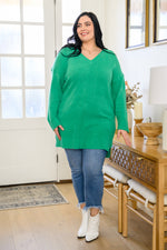 Joyful Season Sweater Tunic In Green Womens