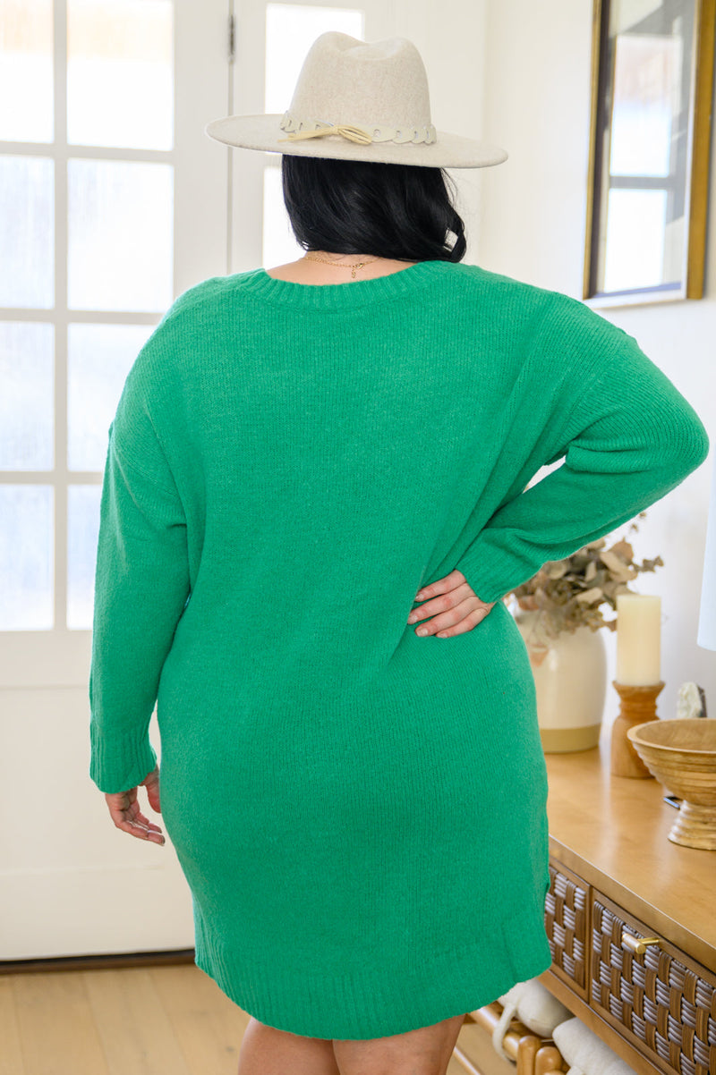 Joyful Season Sweater Tunic In Green Womens