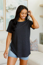 Kathleen Waffle Knit Top In Black Womens