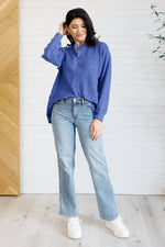 Keeping it Real Brushed Melange Hacci Long Sleeve Tee in Bright Blue*