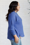 Keeping it Real Brushed Melange Hacci Long Sleeve Tee in Bright Blue*