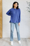 Keeping it Real Brushed Melange Hacci Long Sleeve Tee in Bright Blue*