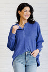 Keeping it Real Brushed Melange Hacci Long Sleeve Tee in Bright Blue*