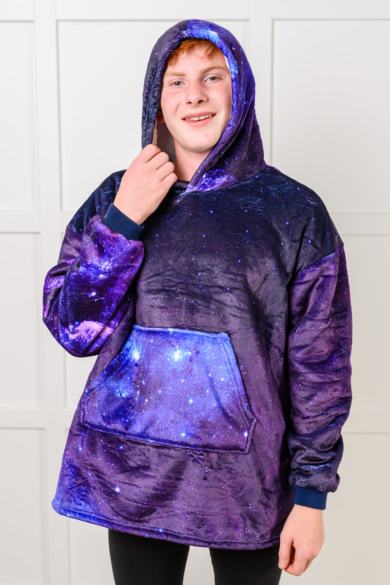 Kids Oversized Hoodie Blanket in Starry Sky*