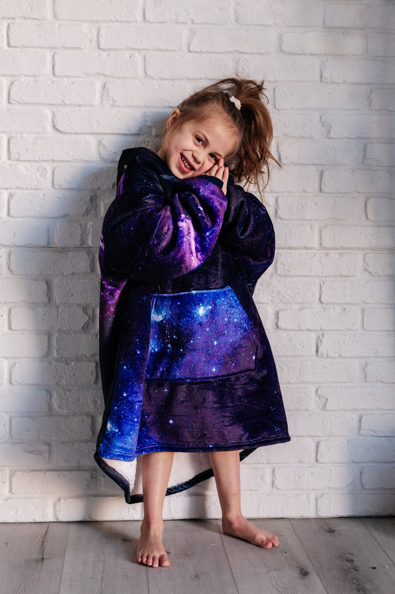 Kids Oversized Hoodie Blanket in Starry Sky*