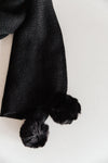 Knitted Fuzzy Pom Scarf In Black Womens
