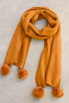 Knitted Fuzzy Pom Scarf In Ginger Womens