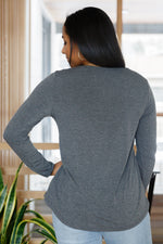 Lacey Long Sleeve V Neck In Gray Womens