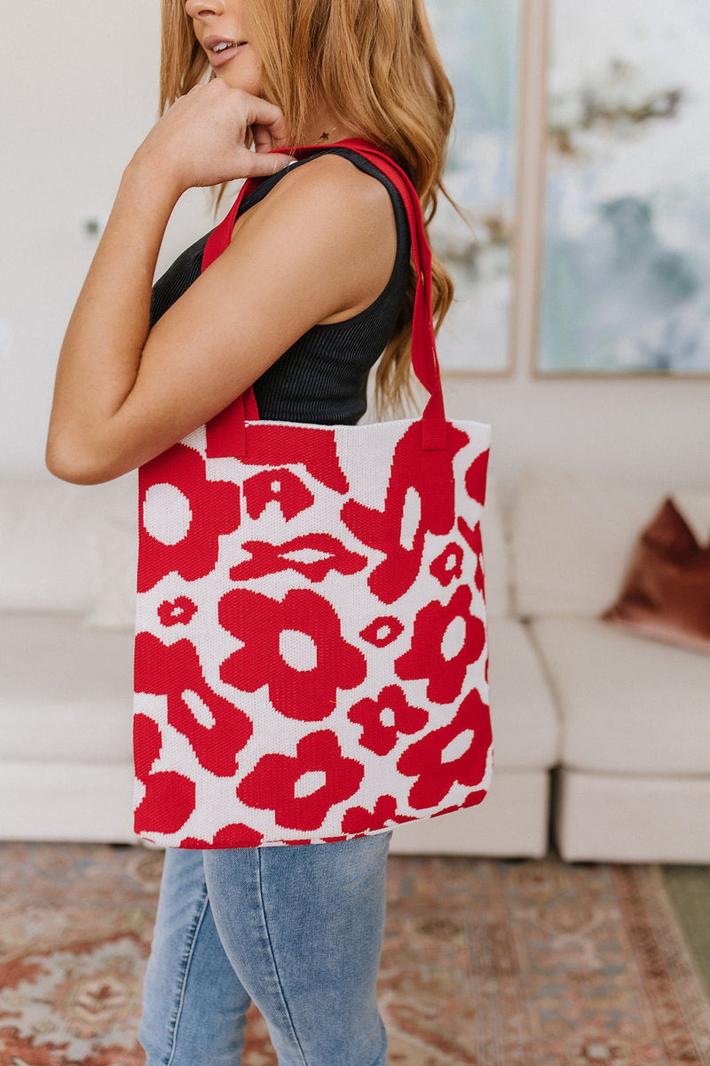 Lazy Daisy Knit Bag In Red Womens