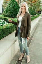 Little Bit Of Lace Cardigan In Olive Womens