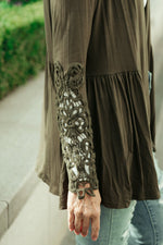 Little Bit Of Lace Cardigan In Olive Womens