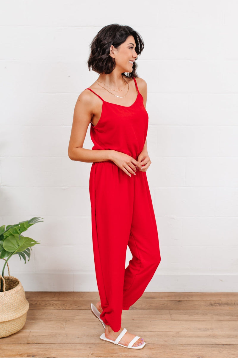 Livin The Dream Jumpsuit In Red Womens