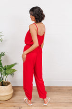 Livin The Dream Jumpsuit In Red Womens