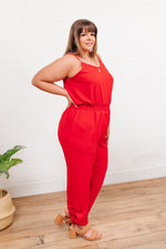 Livin The Dream Jumpsuit In Red Womens