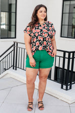 Lizzy Cap Sleeve Top in Black and Coral Floral*