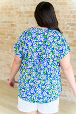 Lizzy Cap Sleeve Top in Royal and Pink Wildflower