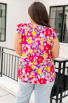 Lizzy Flutter Sleeve Top in Magenta and Yellow Floral