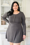 Doorbuster: Long Sleeve Button Down Dress In Ash Gray Womens